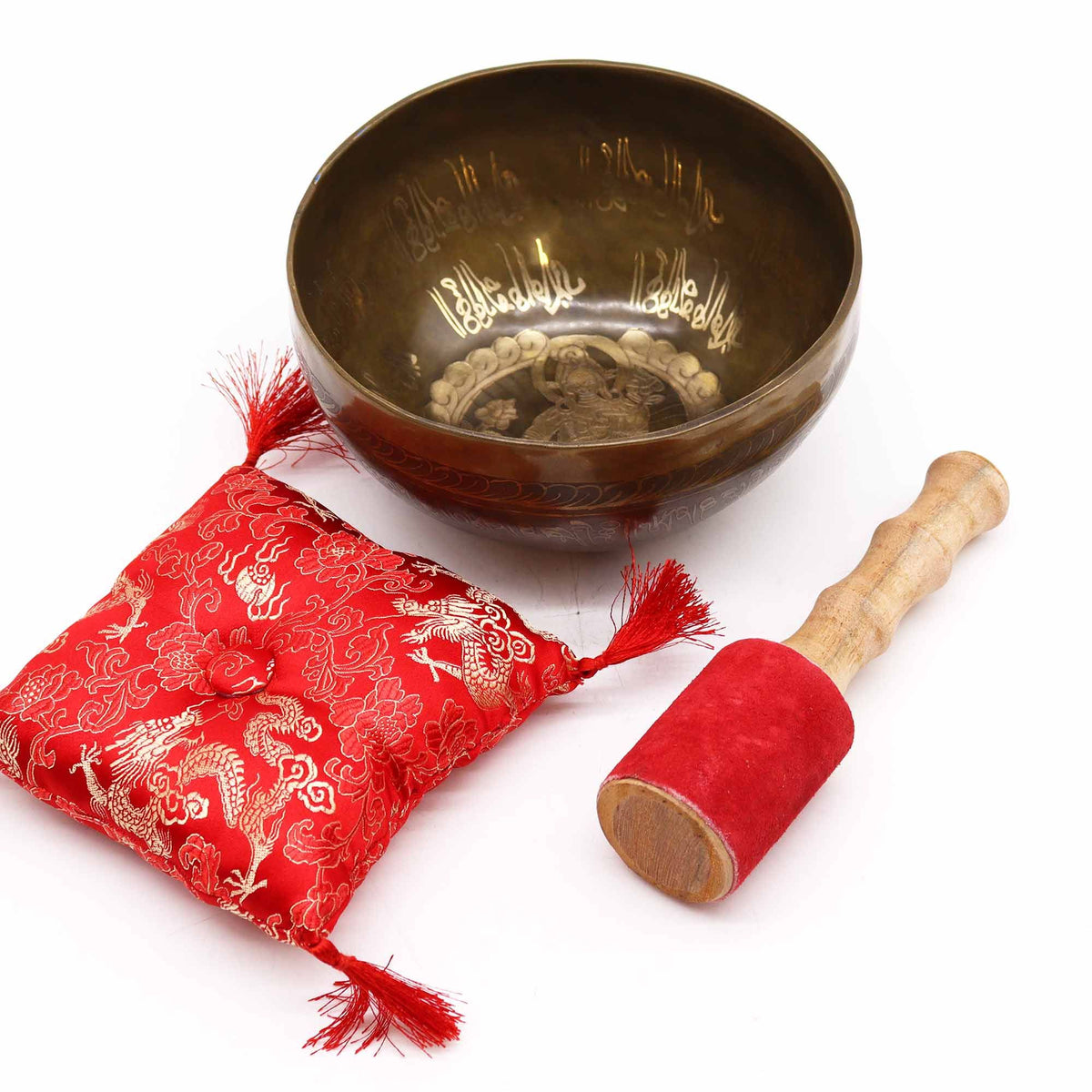Tibetische Klangschale Goldene Tara – Premium Geschenkset