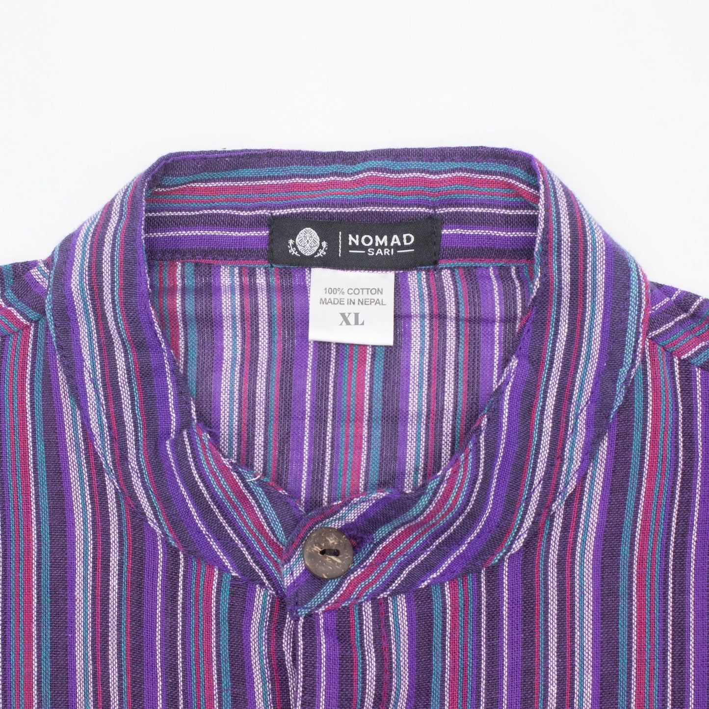 Nomad Sari Grandad Shirt – Black Purple – Größe XL