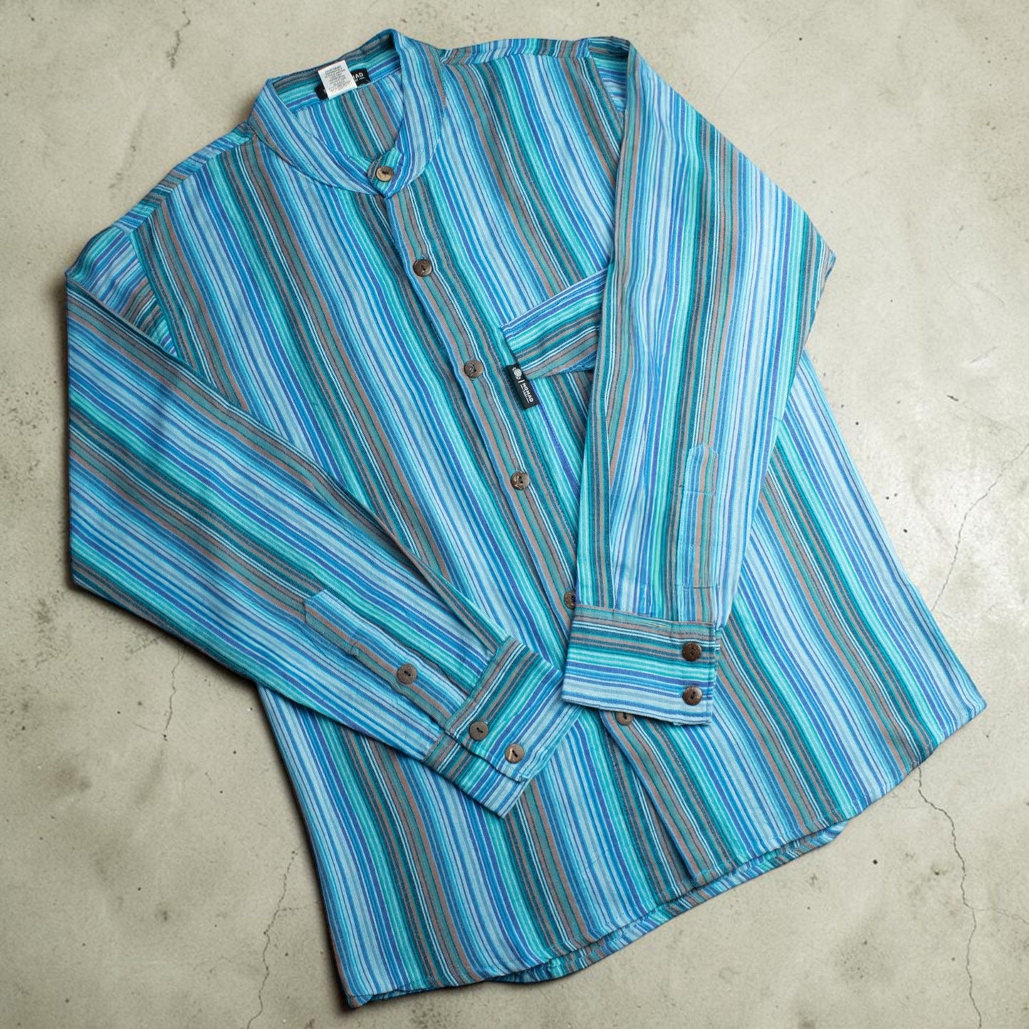 Nomad Sari Grandad Shirt – Türkis – Größe L