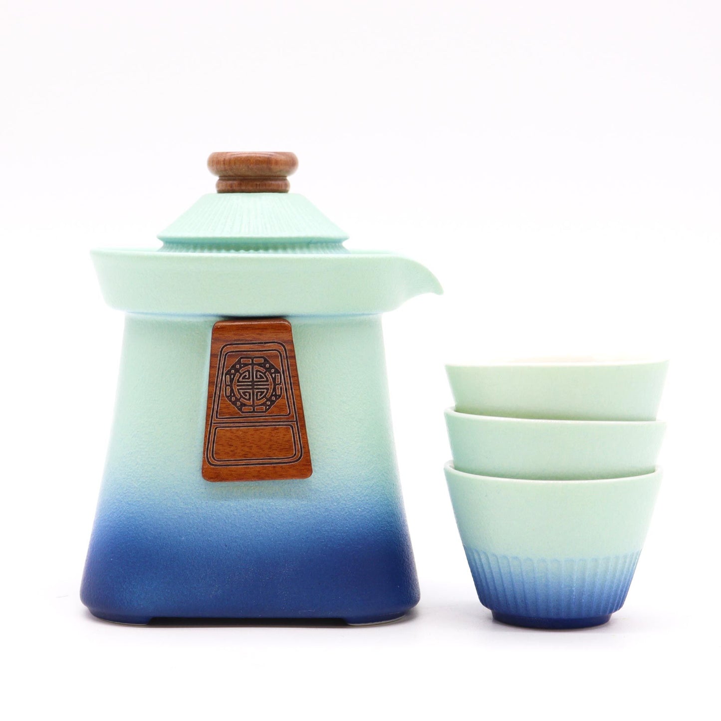 Tempel Teekannen-Set & 3 Tassen – Blauer Himmel