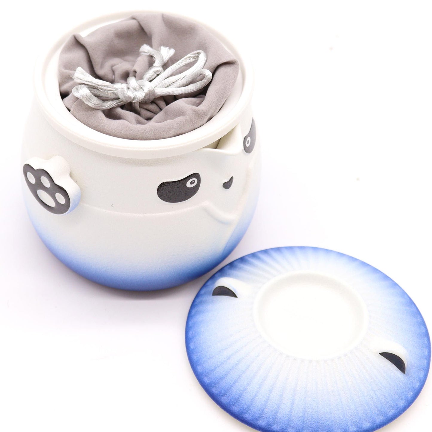 Panda Teekannen-Set & 3 Tassen – Himmelblau