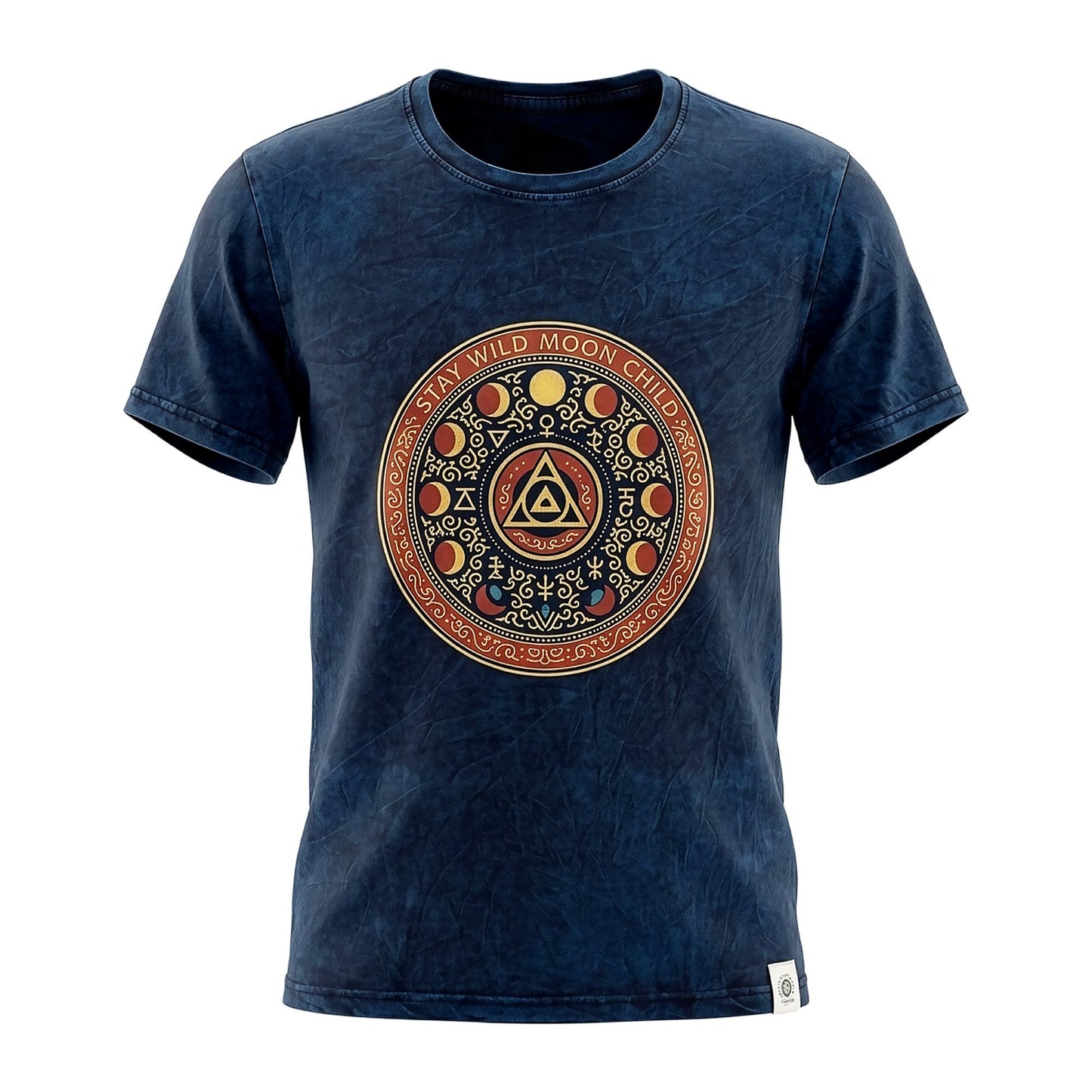 Nomad Sari Stonewashed T-Shirt – Stay Wild Moon Child – Blau – Größe M