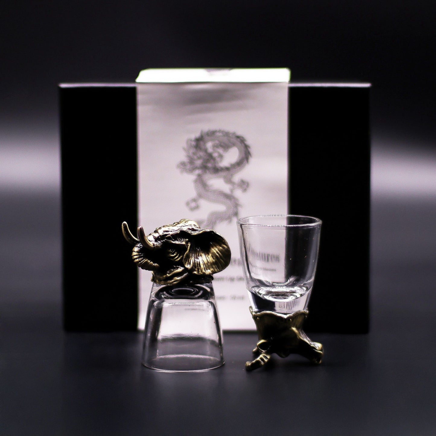 Shot Gläser Geschenkset 6-teilig (50ml) – Mystische Tiere – Antik Bronze 🐉