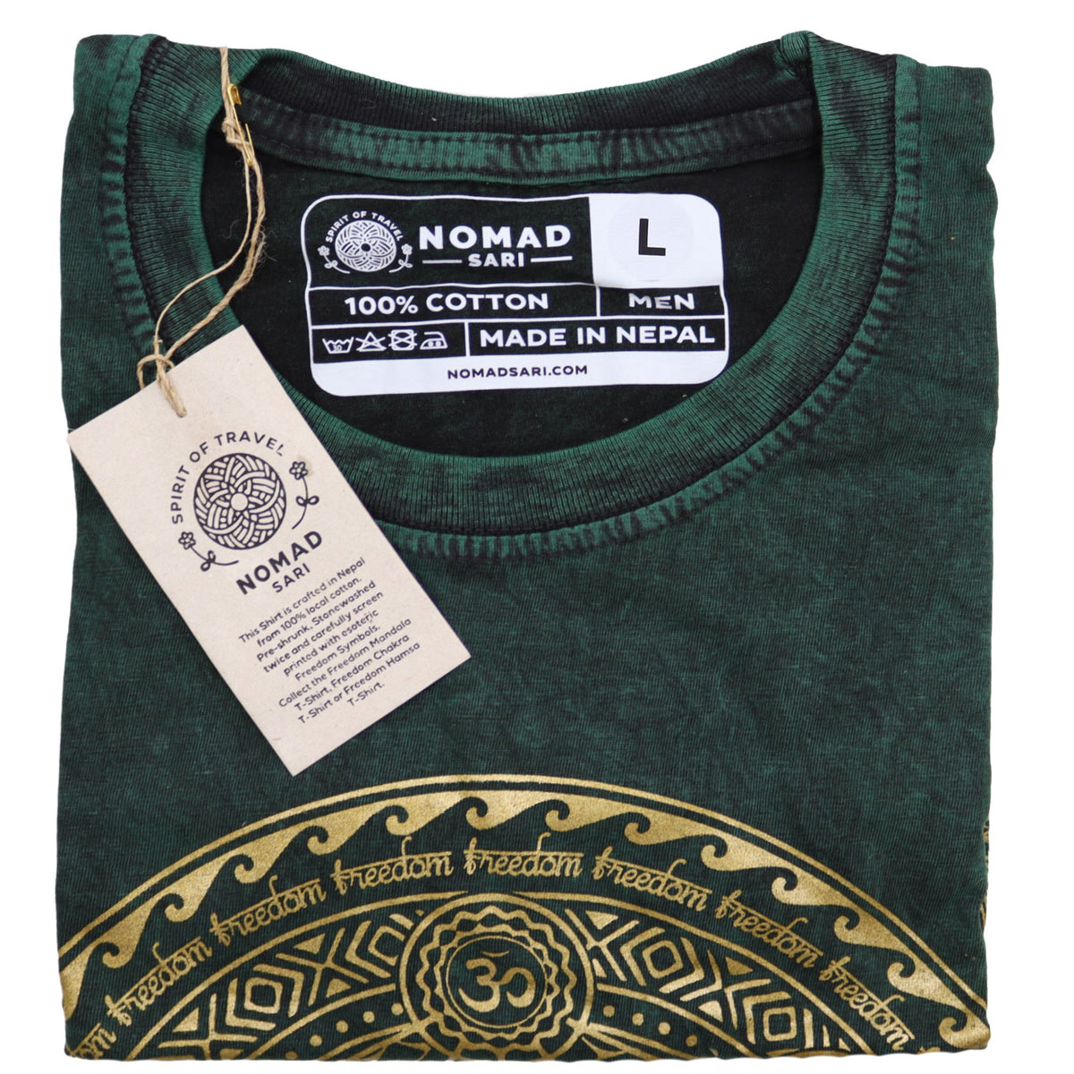 Nomad Sari Stonewashed T-Shirt – Chakra – Grün – Größe L