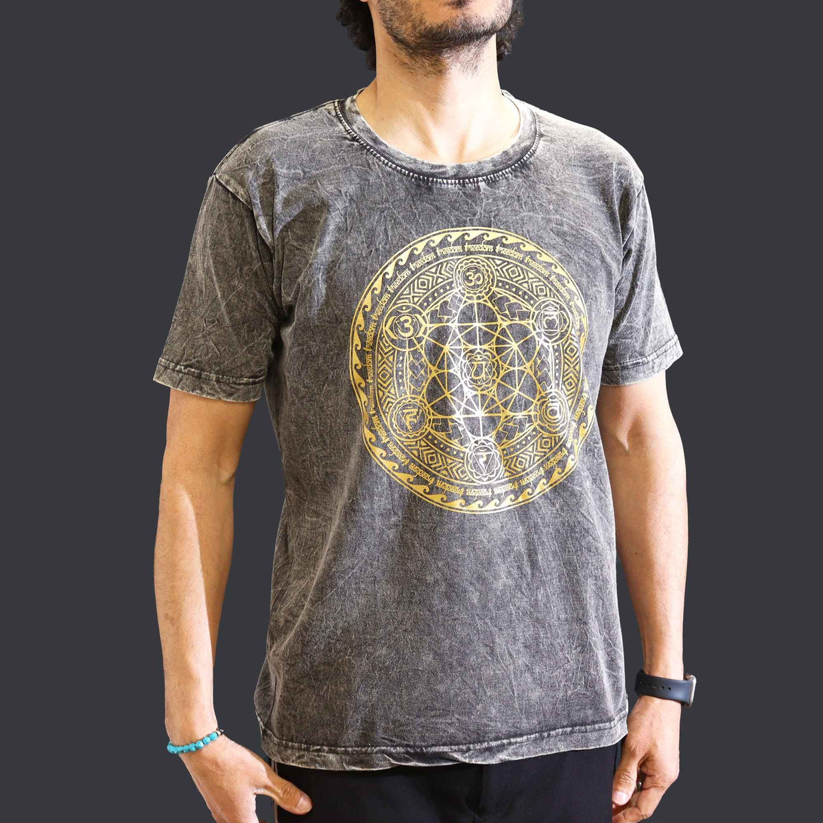 Nomad Sari Stonewashed T-Shirt – Chakra – Dunkelgrau – Größe M
