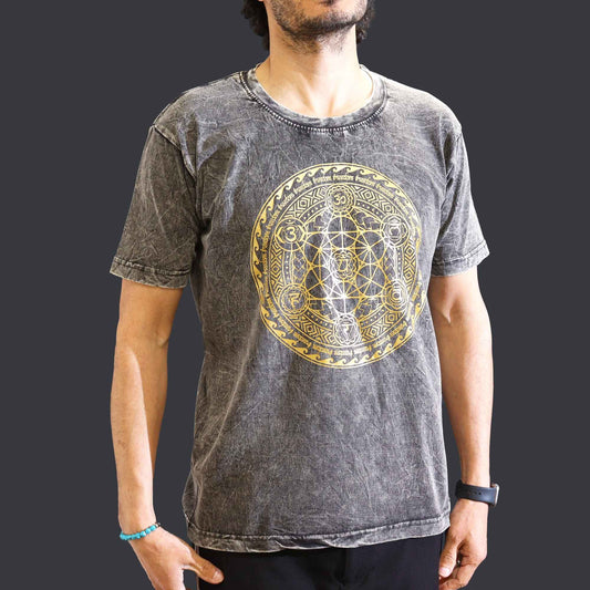 Nomad Sari Stonewashed T-Shirt – Chakra – Dunkelgrau – Größe M