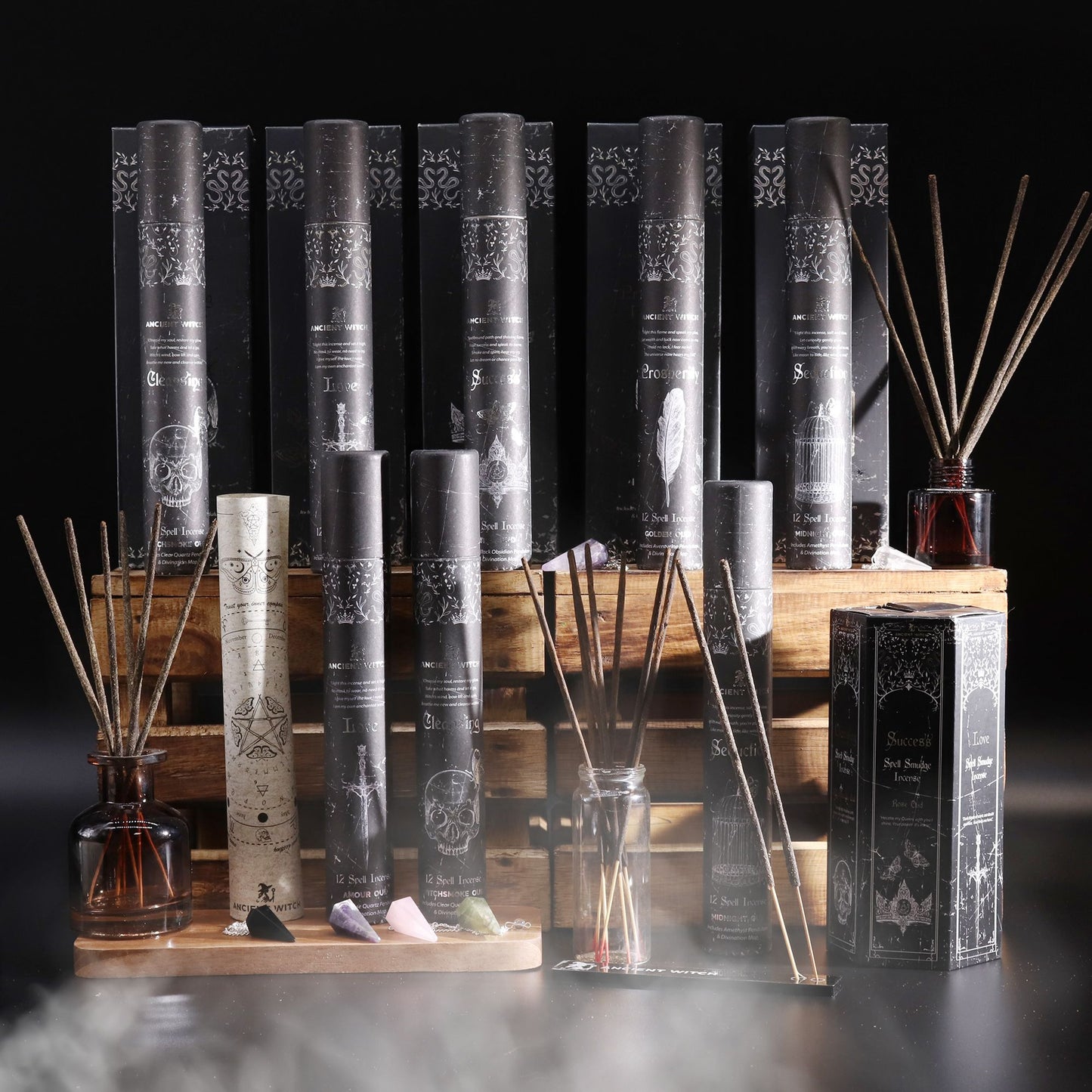 Ancient Witch Spell Incense – Komplett-Set mit 5 Düften | Pyramiden-Display