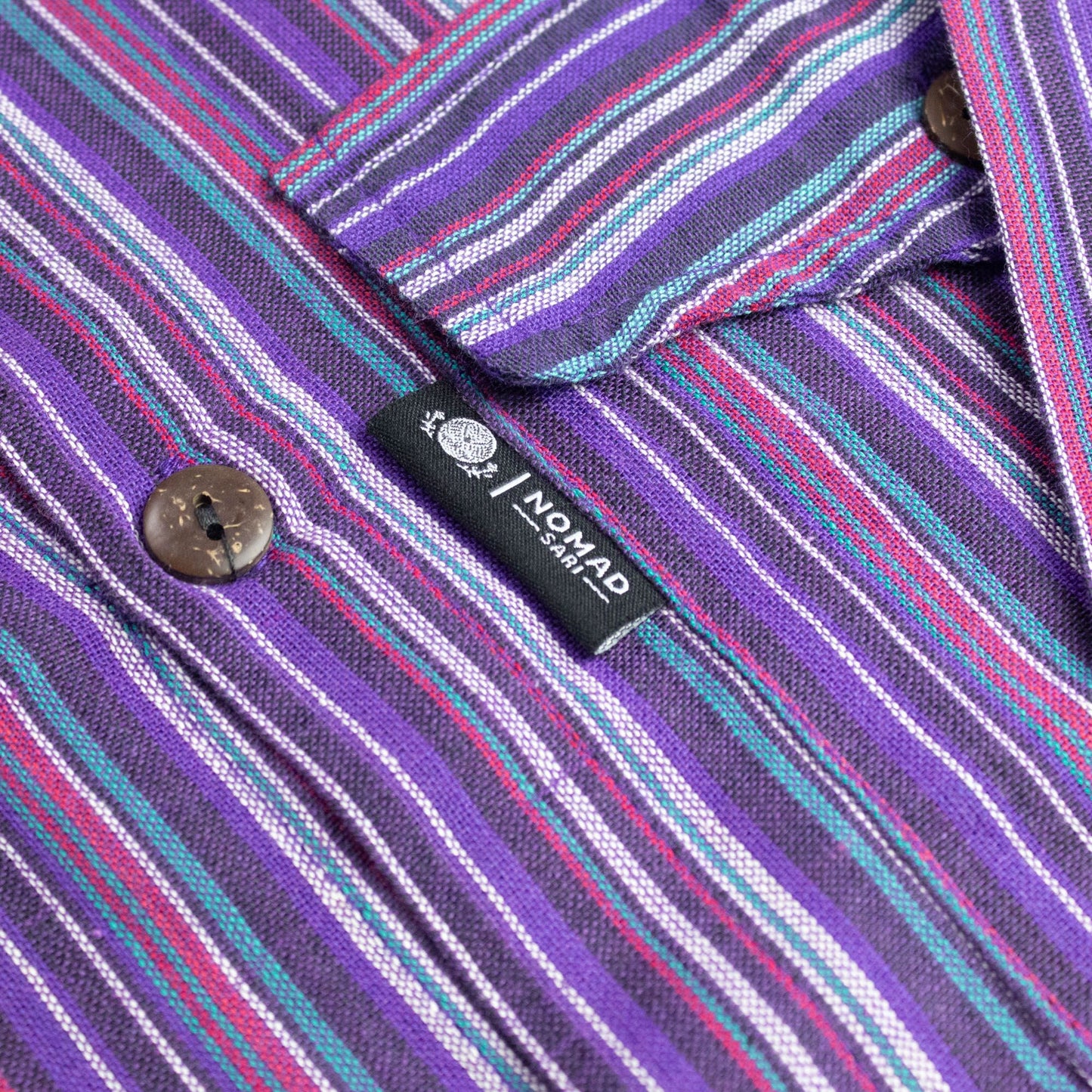 Nomad Sari Grandad Shirt – Black Purple – Größe XL
