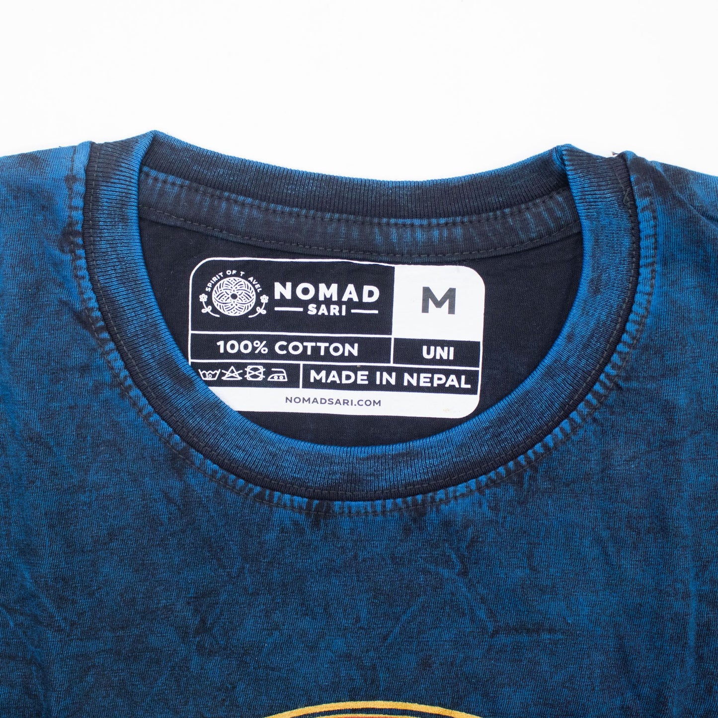 Nomad Sari Stonewashed T-Shirt – Stay Wild Moon Child – Blau – Größe M