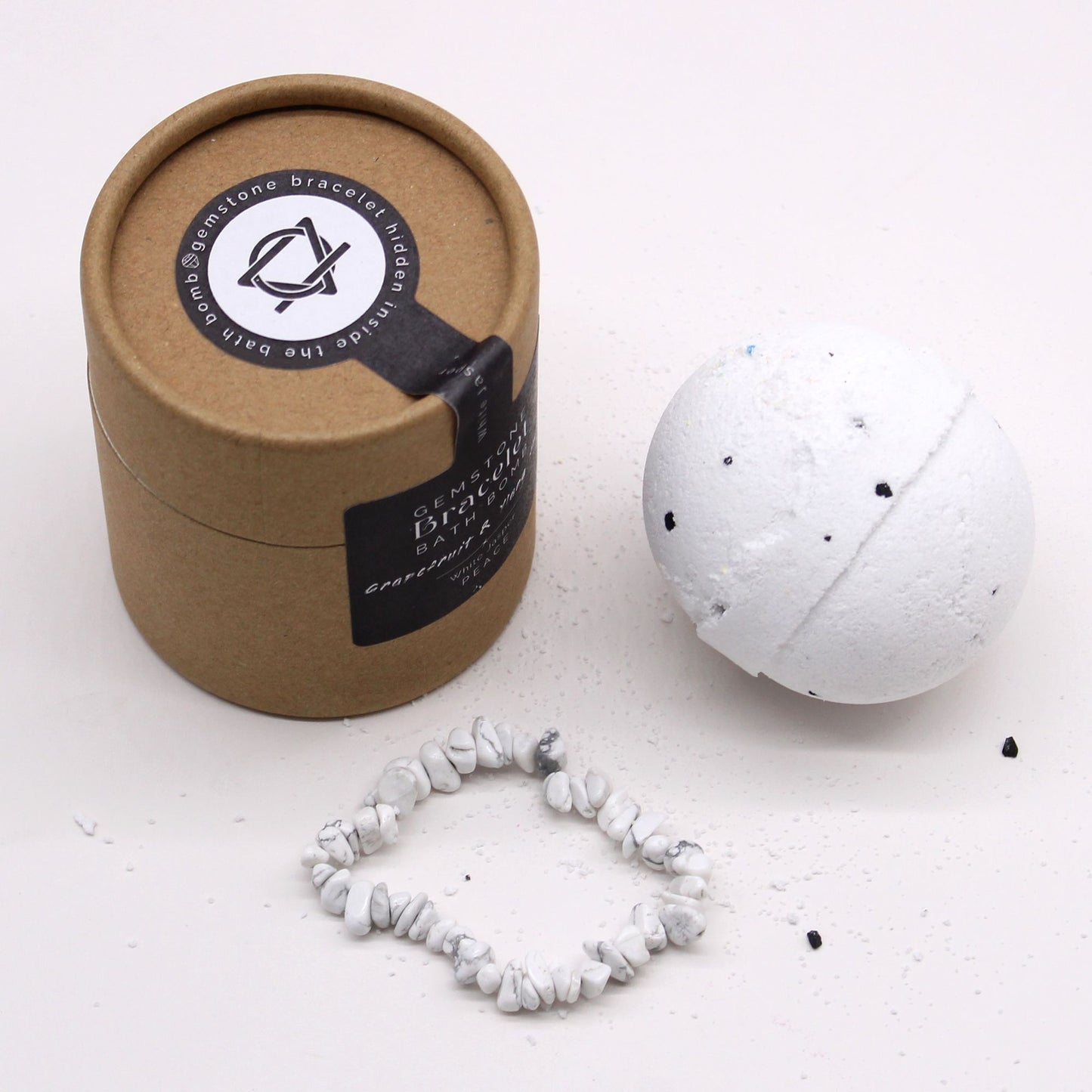 White Jasper Gem Bracelet Bath Bomb – Grapefruit & Ylang Ylang mit Meeressalz 🧡