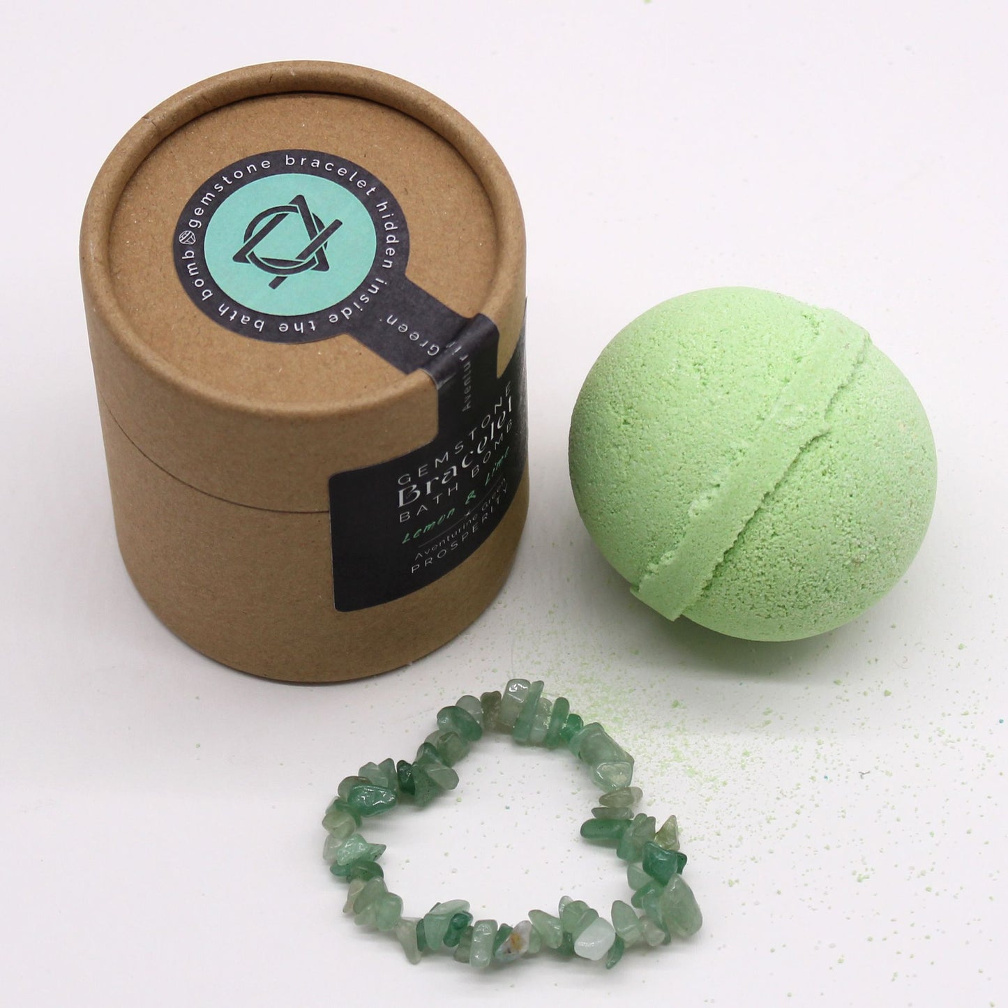 Green Aventurine Gem Bracelet Bath Bomb – Zitrone & Limette mit Meeressalz 💚