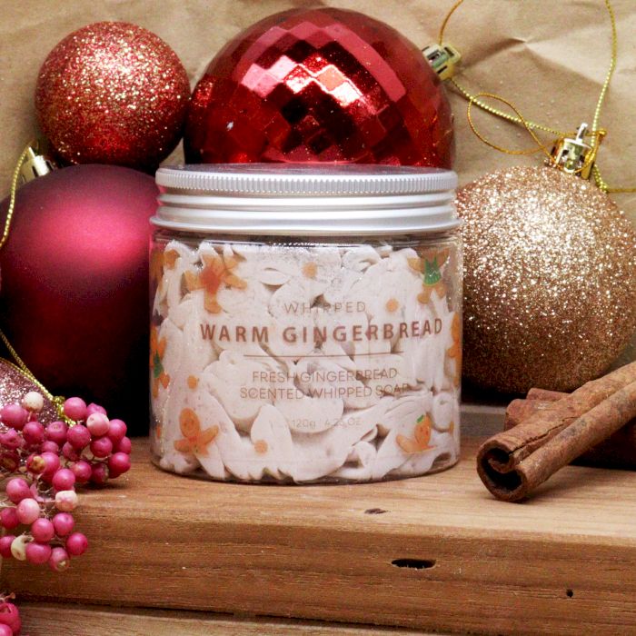 Warm Gingerbread Schlagseife 120g – vegane Whipped Soap mit warmem Lebkuchen-Duft