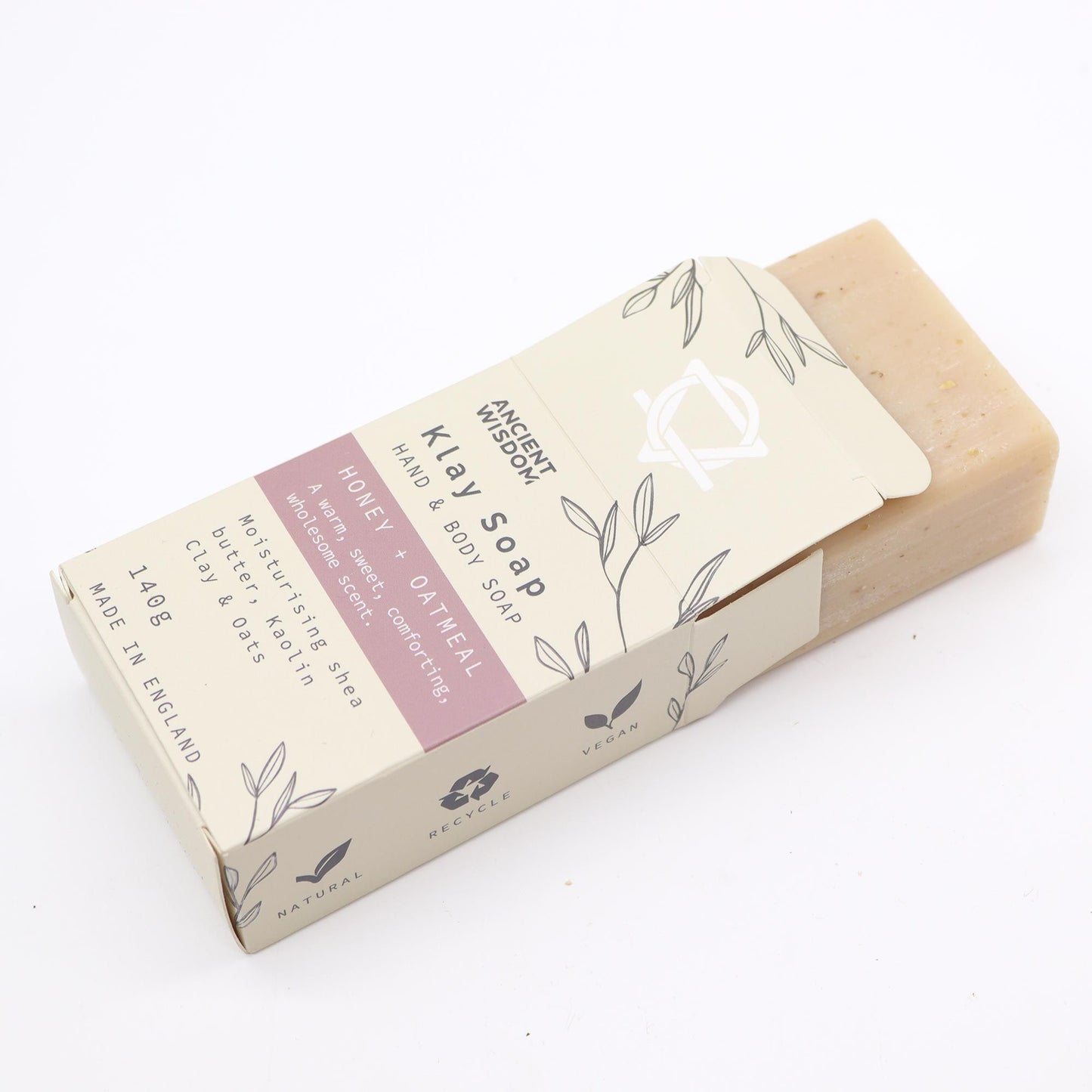 Klay Tonseife Honig & Hafer 140g – Pflegende Naturseife mit Kaolin-Tonerde