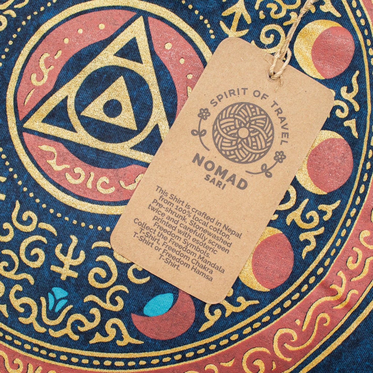 Nomad Sari Stonewashed T-Shirt – Stay Wild Moon Child – Blau – Größe M