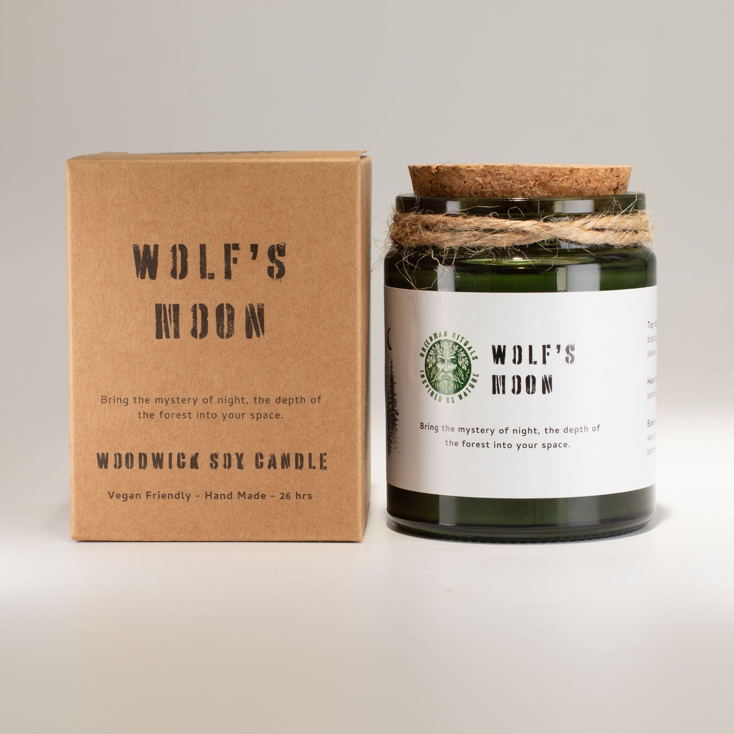 Greenman Holzdocht Sojakerze – Wolf's Moon | Mystischer Waldduft
