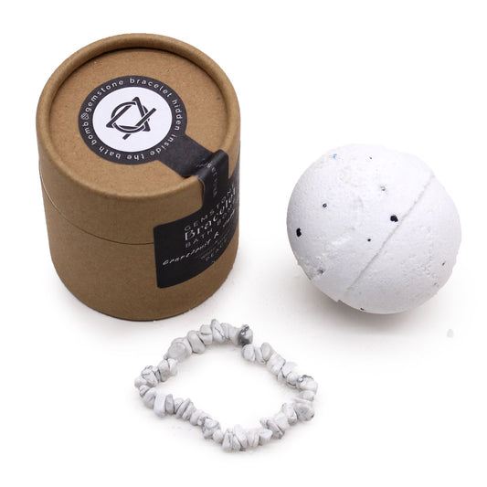 White Jasper Gem Bracelet Bath Bomb – Grapefruit & Ylang Ylang mit Meeressalz 🧡