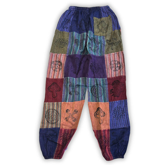 Nomad Sari - Mushroom Pants - Block Print Designs - Purple Tones (105x127cm) S/M