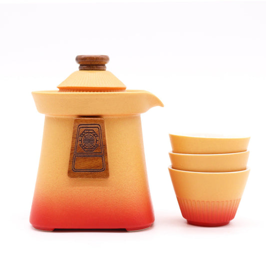 Tempel Teekannen-Set & 3 Tassen – Orange Earth