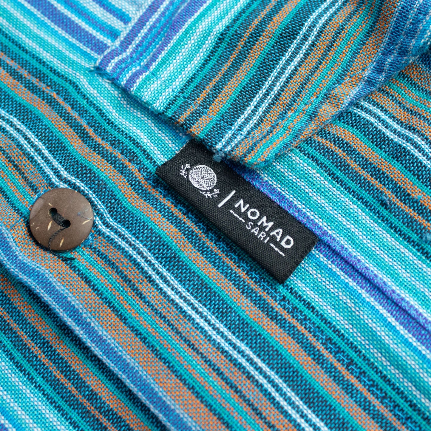 Nomad Sari Grandad Shirt – Türkis – Größe L