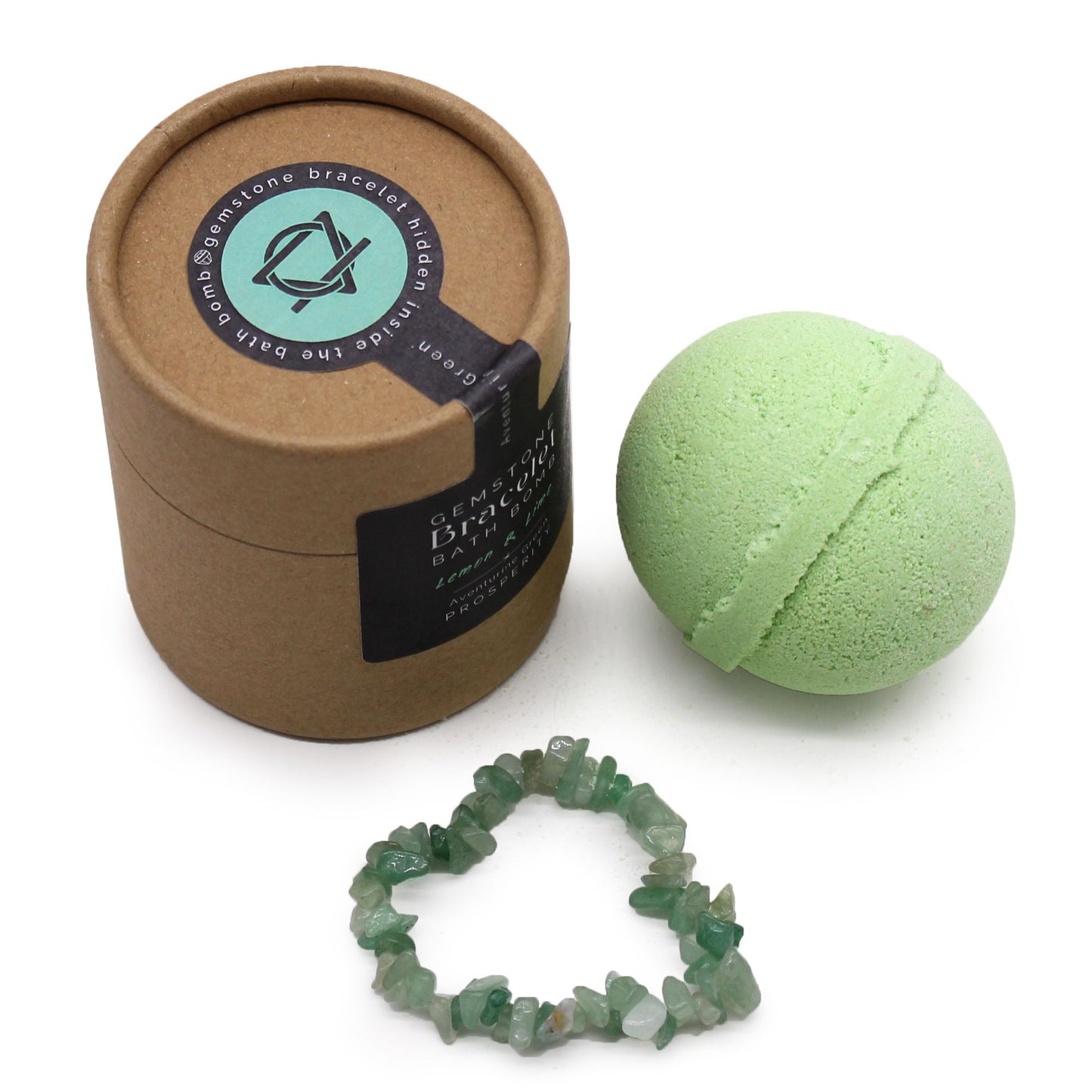Green Aventurine Gem Bracelet Bath Bomb – Zitrone & Limette mit Meeressalz 💚