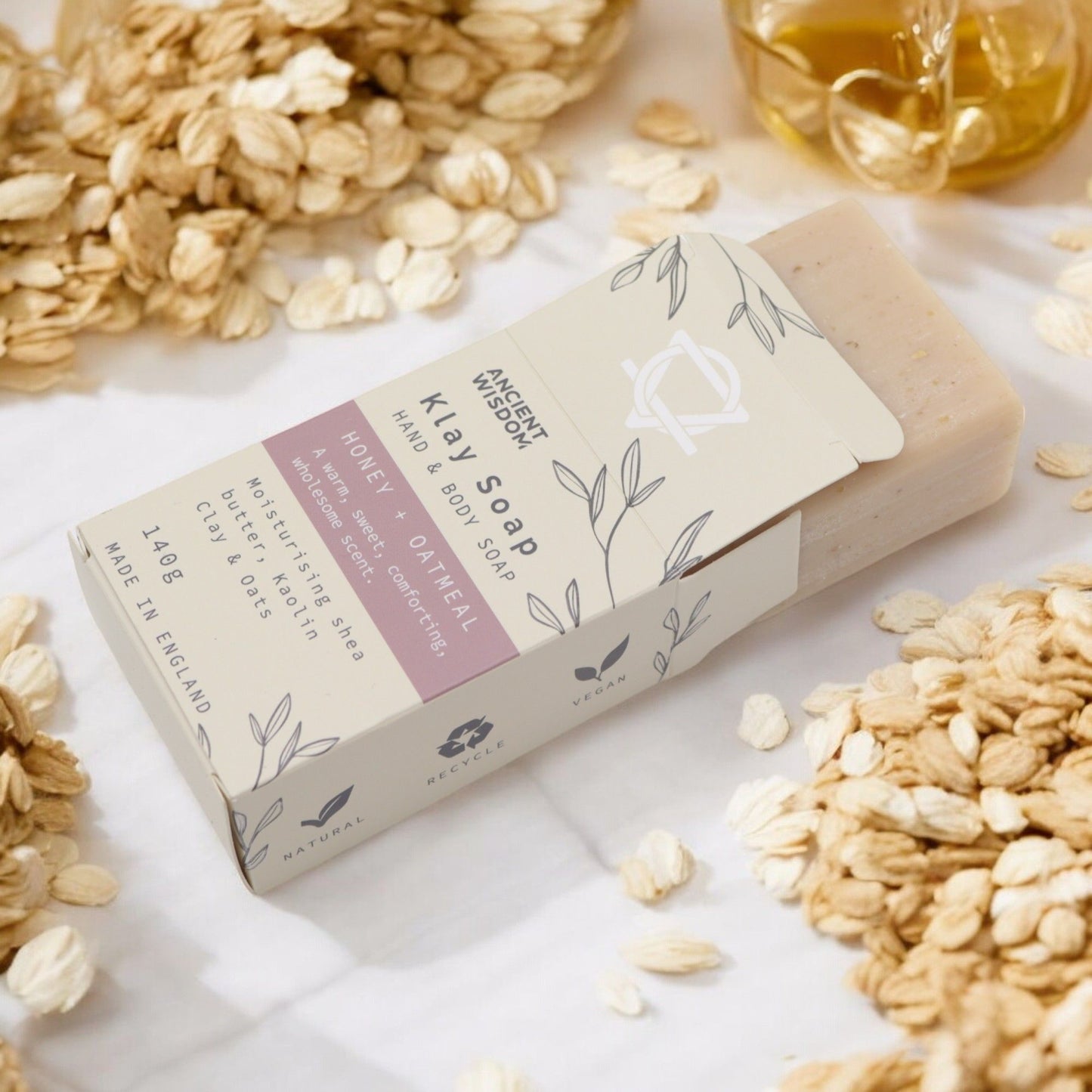 Klay Tonseife Honig & Hafer 140g – Pflegende Naturseife mit Kaolin-Tonerde
