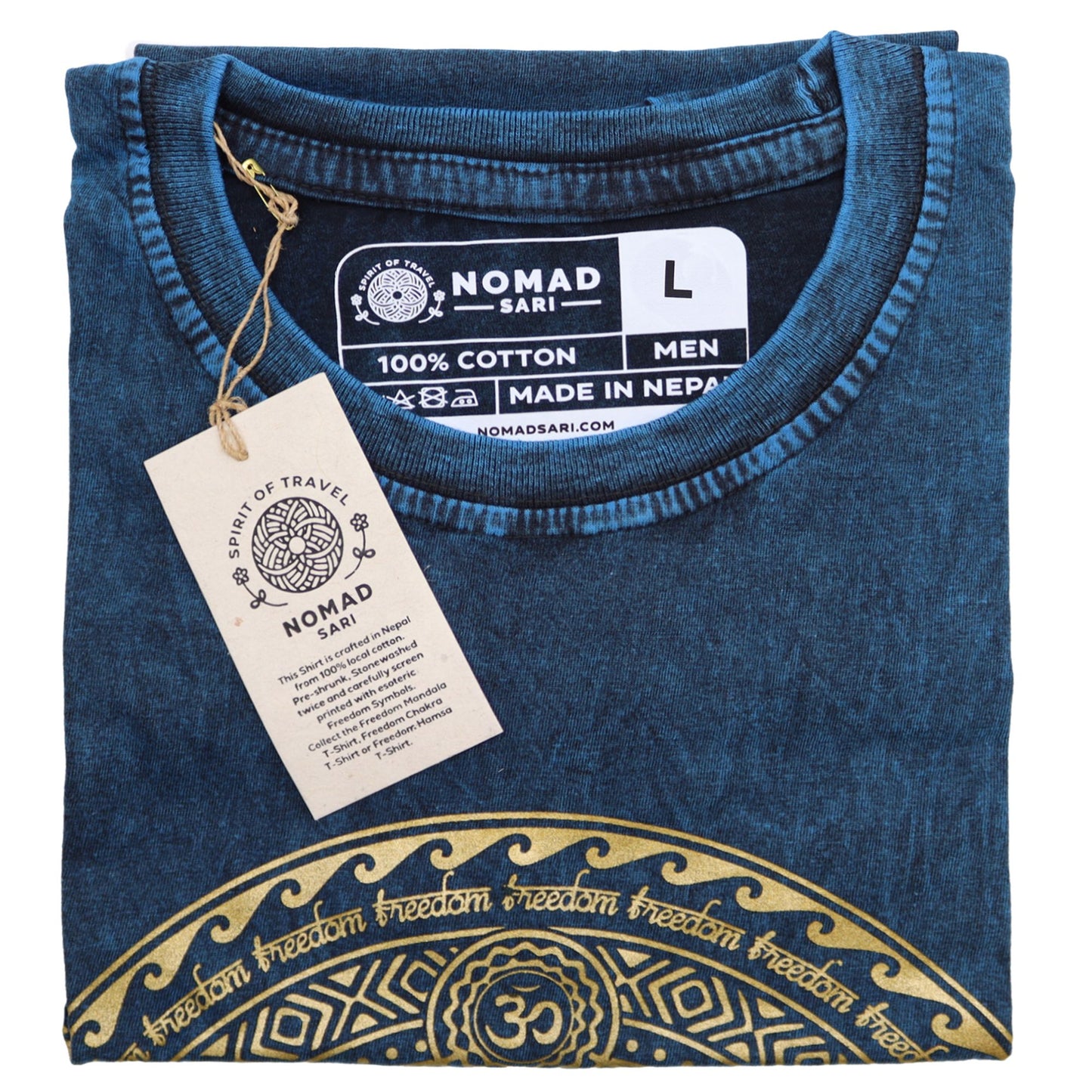 Nomad Sari Stonewashed T-Shirt – Chakra – Blau – Größe L