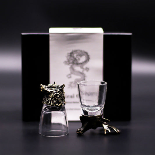 Shot Gläser Geschenkset 6-teilig (50ml) – Wilde Waldtiere – Antik Bronze 🐺