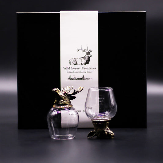 Gläser Geschenkset 6-teilig (100ml) – Wilde Waldtiere – Antik Bronze 🐺