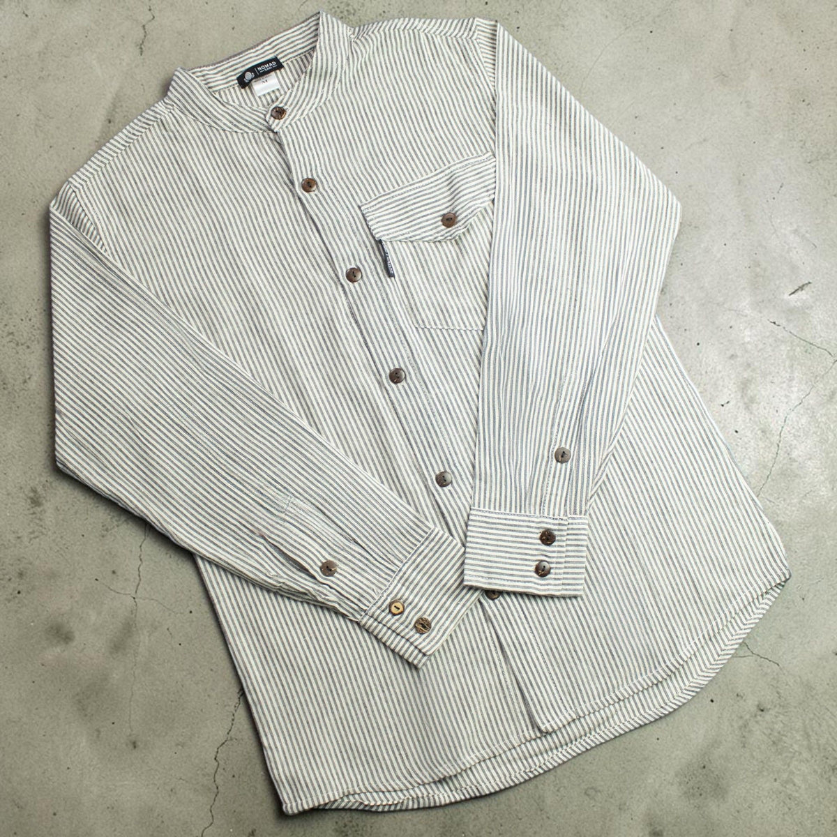 Nomad Sari Grandad Shirt – Grey Stone – Größe M