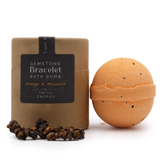 Tiger Eye Gem Bracelet Bath Bomb – Orange & Mandarine mit Meeressalz 🧡