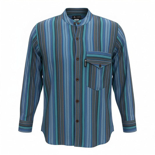 Nomad Sari Grandad Shirt – Türkis – Größe XL