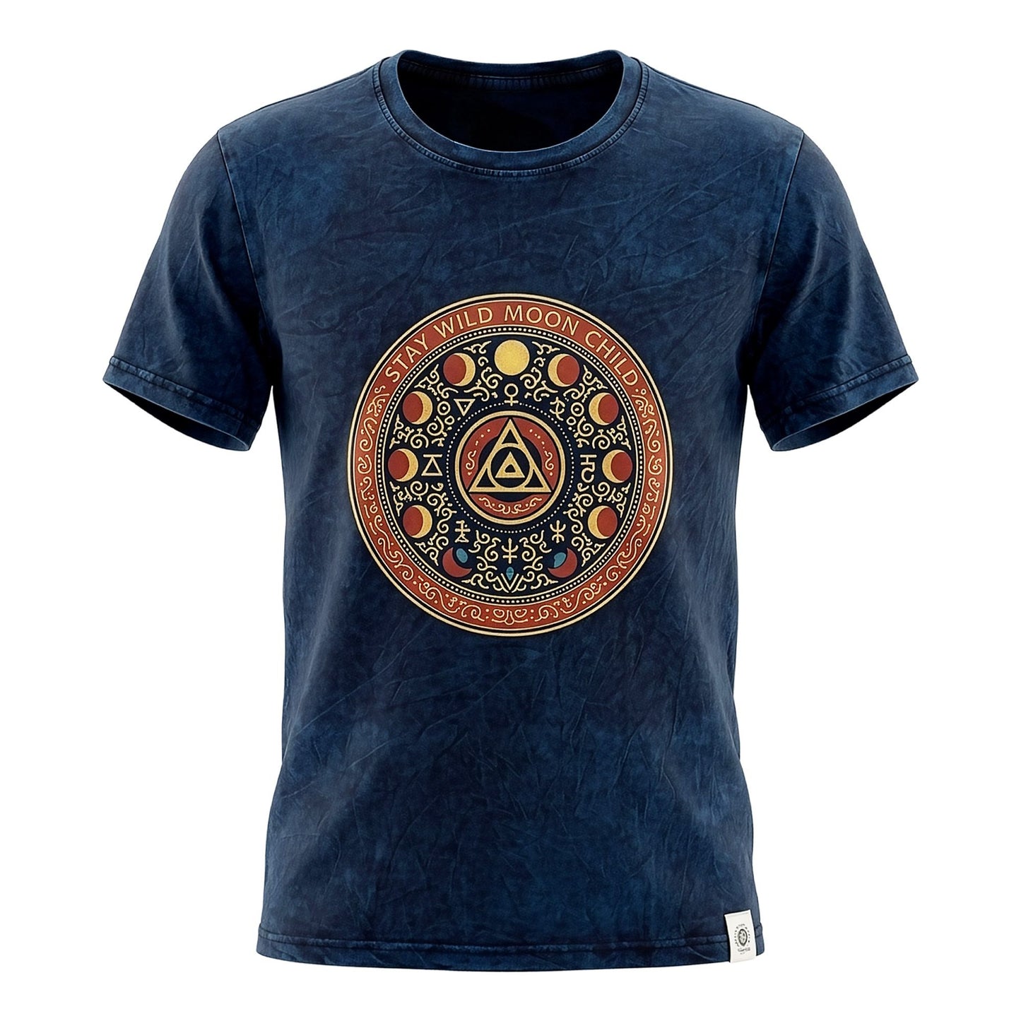 Nomad Sari Stonewashed T-Shirt – Stay Wild Moon Child – Blau – Größe L
