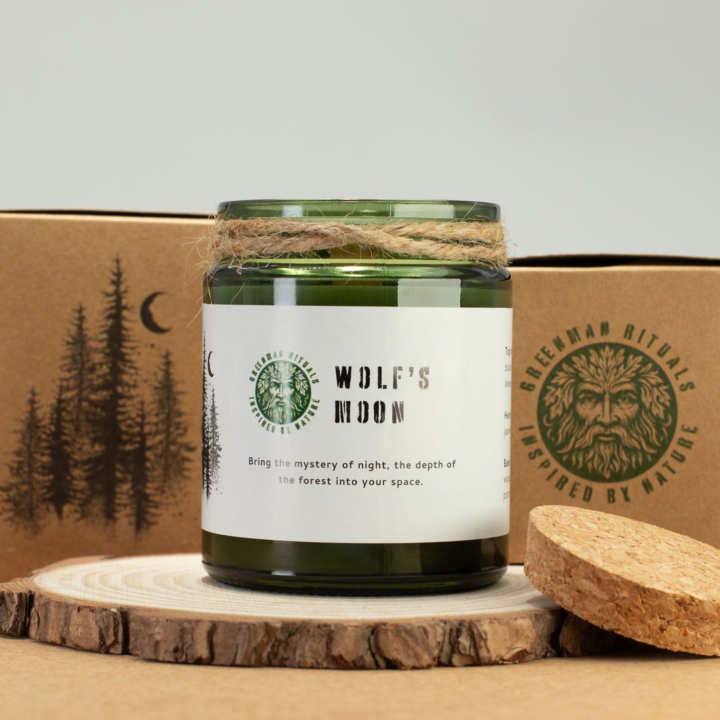 Greenman Holzdocht Sojakerze – Wolf's Moon | Mystischer Waldduft