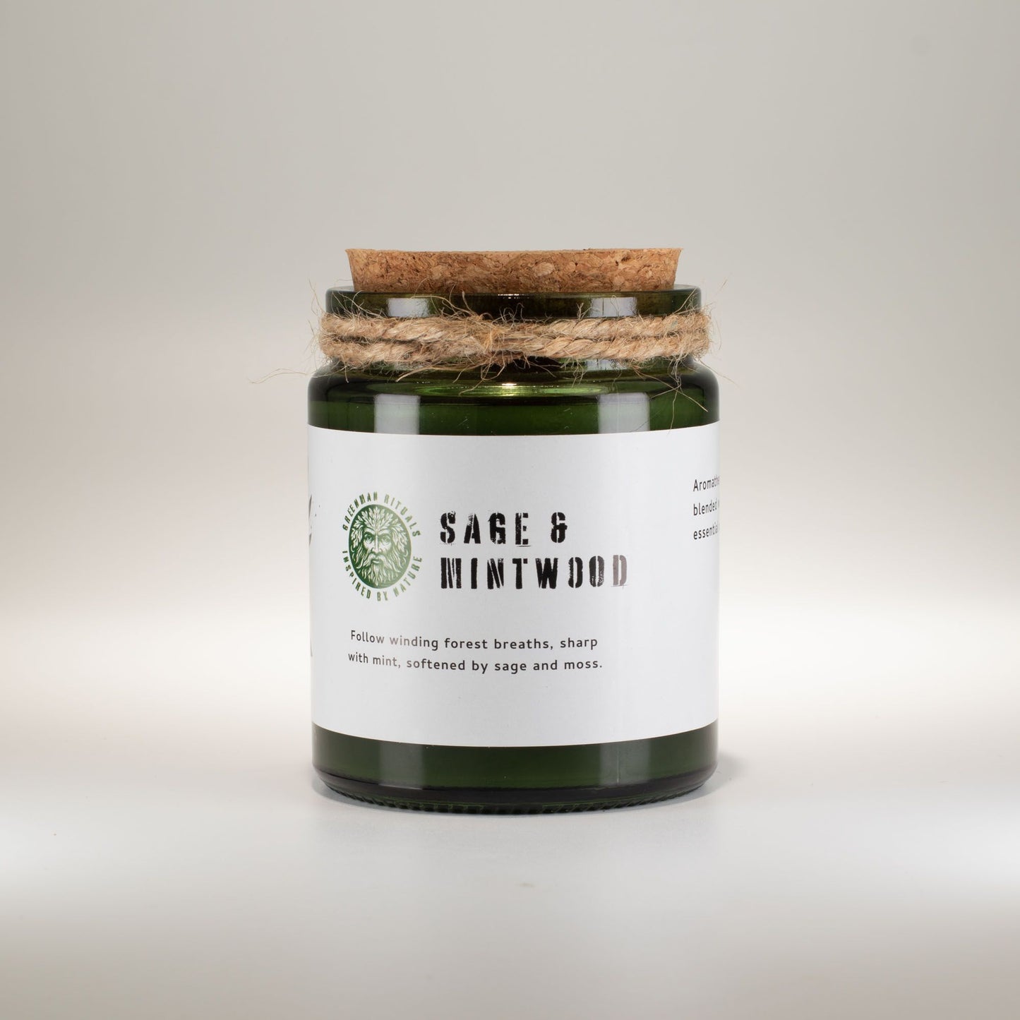 Greenman Holzdocht Sojakerze – Salbei & Minzholz | Krautähnlicher Duft