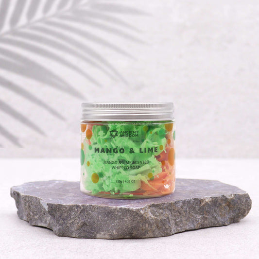 Mango & Lime Schlagseife 120g – vegane Whipped Soap mit tropisch-zitronigem Duft