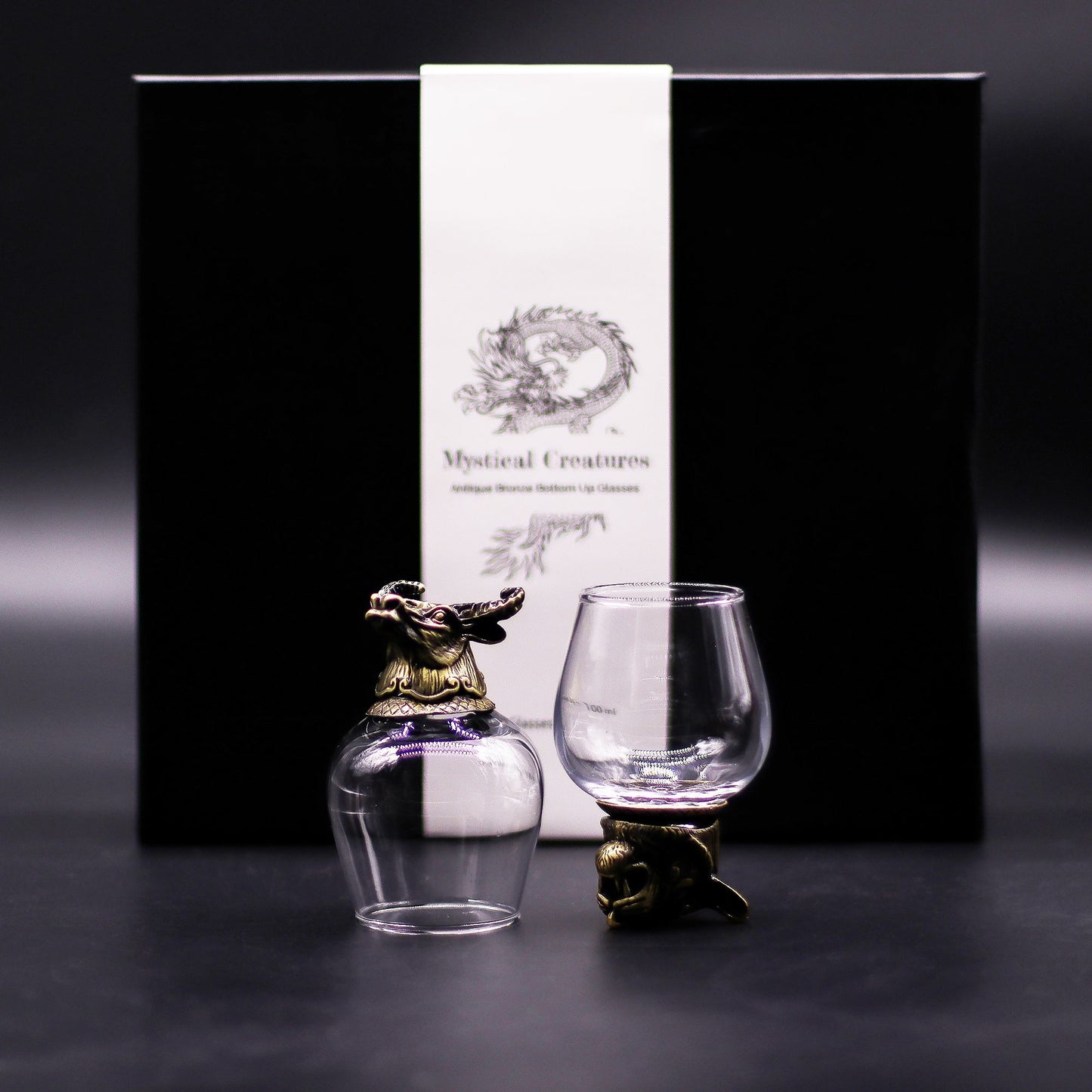 Gläser Geschenkset 6-teilig (100ml) – Mystische Tiere – Antik Bronze 🐉