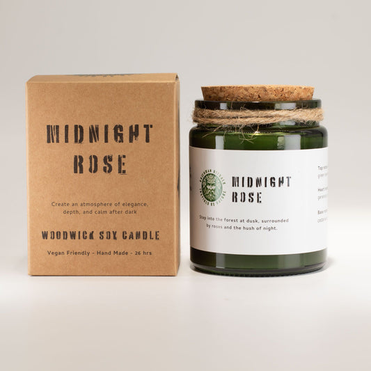 Greenman Holzdocht Sojakerze – Midnight Rose | Floraler Abendduft