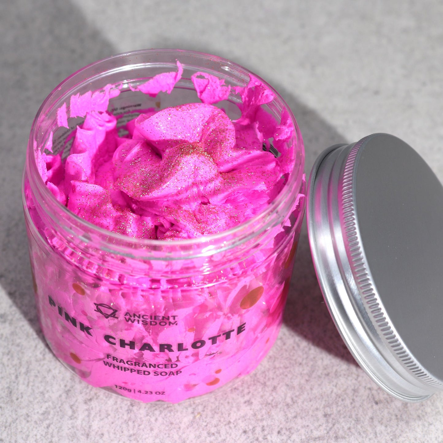 Pink Charlotte Schlagseife 120g – vegane Whipped Soap mit romantischem Rosen-Duft