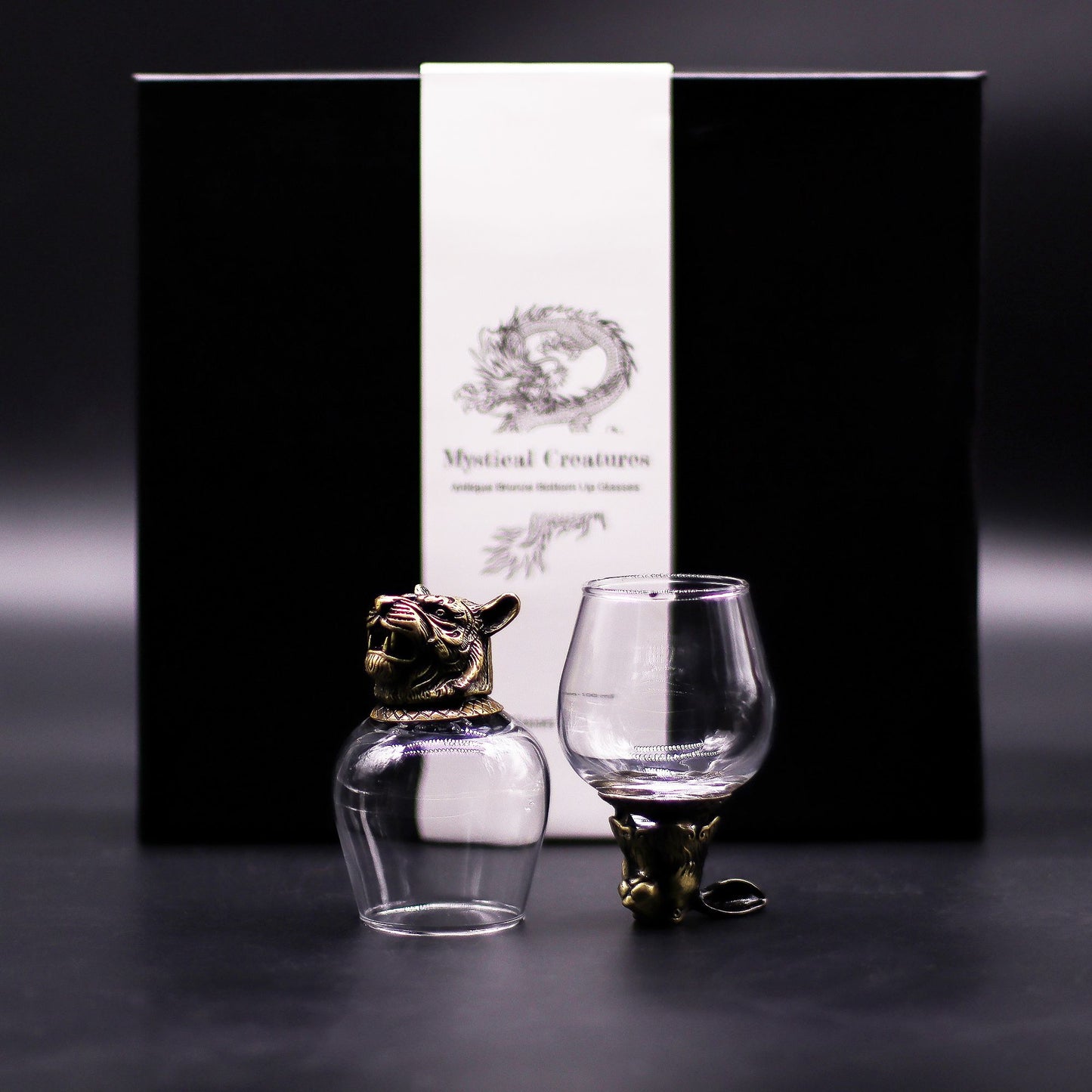 Gläser Geschenkset 6-teilig (100ml) – Mystische Tiere – Antik Bronze 🐉
