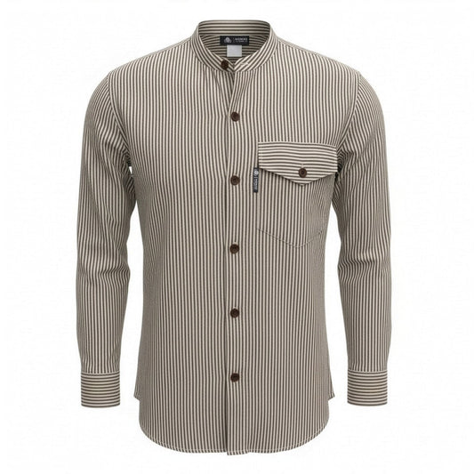 Nomad Sari Grandad Shirt – Grey Stone – Größe XL