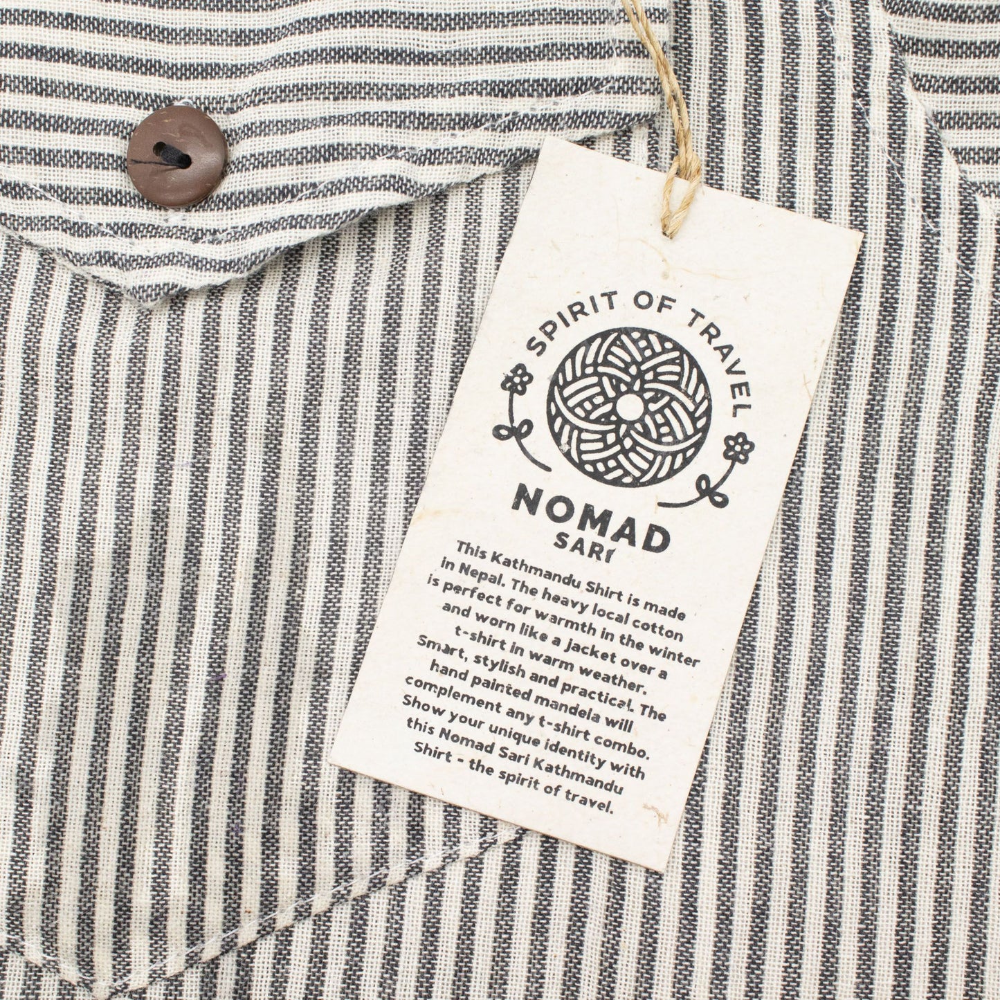 Nomad Sari Grandad Shirt – Grey Stone – Größe XL