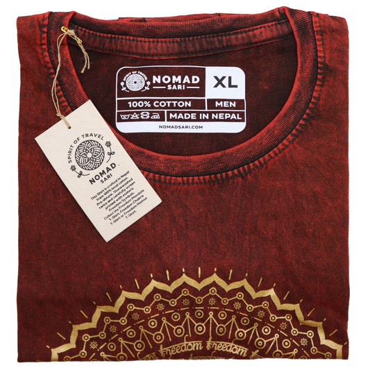 Nomad Sari Stonewashed T-Shirt – Hamsa – Weinrot – Größe XL