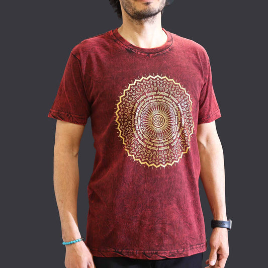 Nomad Sari Stonewashed T-Shirt – Mandala – Weinrot – Größe M
