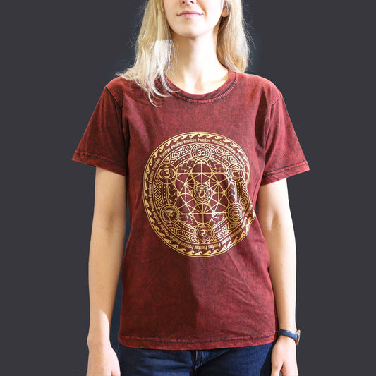 Nomad Sari Stonewashed T-Shirt – Chakra – Weinrot – Größe S