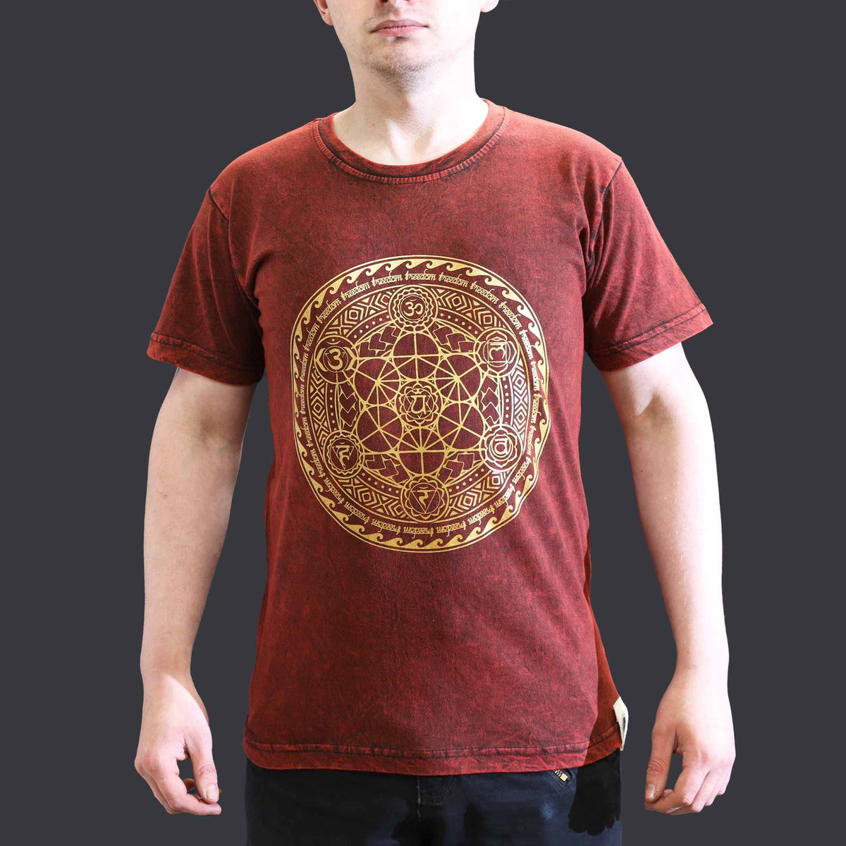 Nomad Sari Stonewashed T-Shirt – Chakra – Weinrot – Größe S