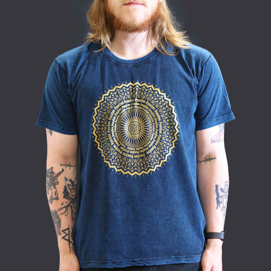 Nomad Sari Stonewashed T-Shirt – Mandala – Blau – Größe L