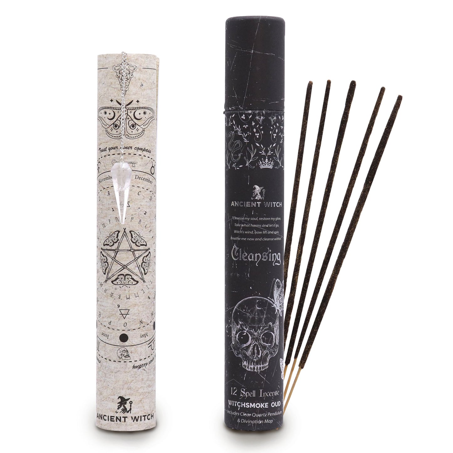 Ancient Witch Spell Incense – Cleansing | Räucherstäbchen mit Bergkristall-Pendel
