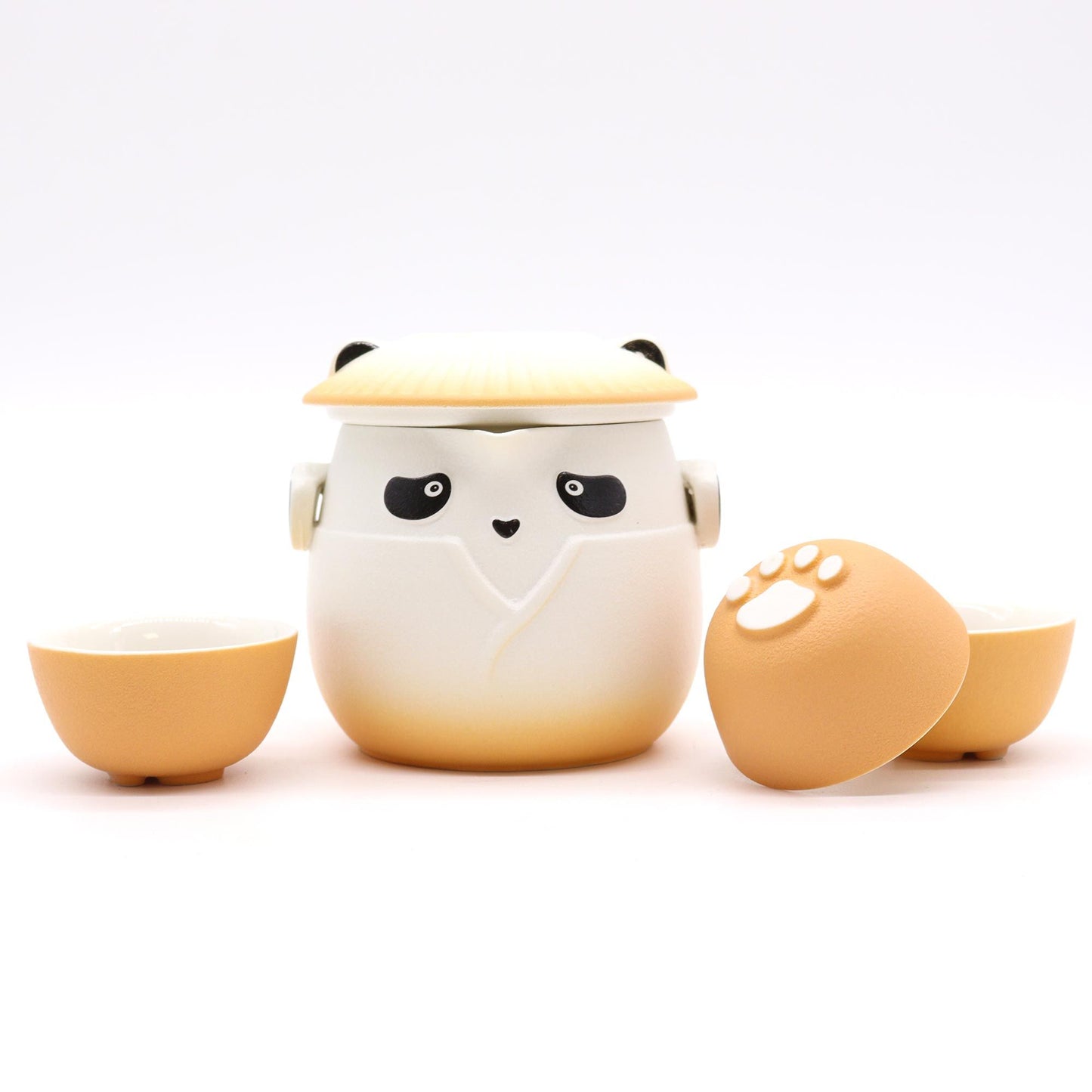 Panda Teekannen-Set & 3 Tassen – Orange