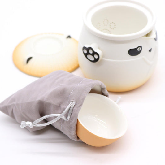 Panda Teekannen-Set & 3 Tassen – Orange