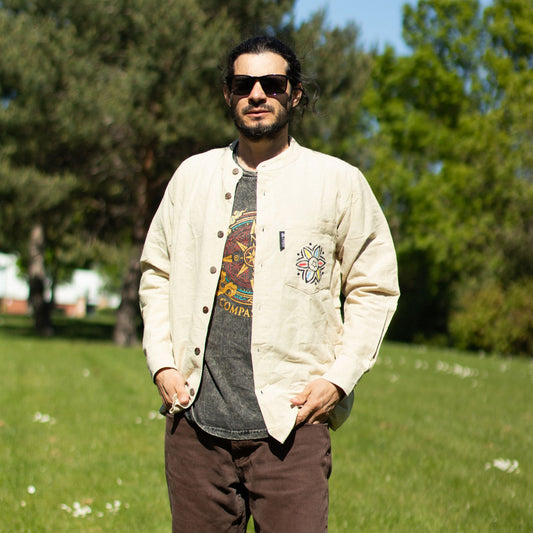 Nomad Sari Kathmandu Shirt – Stone – Größe XL